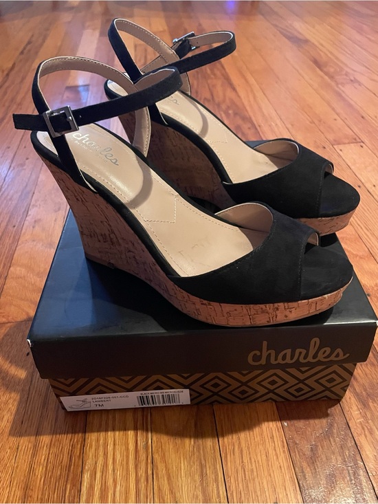 Charles By Charles David Shoes - Charles by Charles David Black Cork Wedge Sandals; size 7